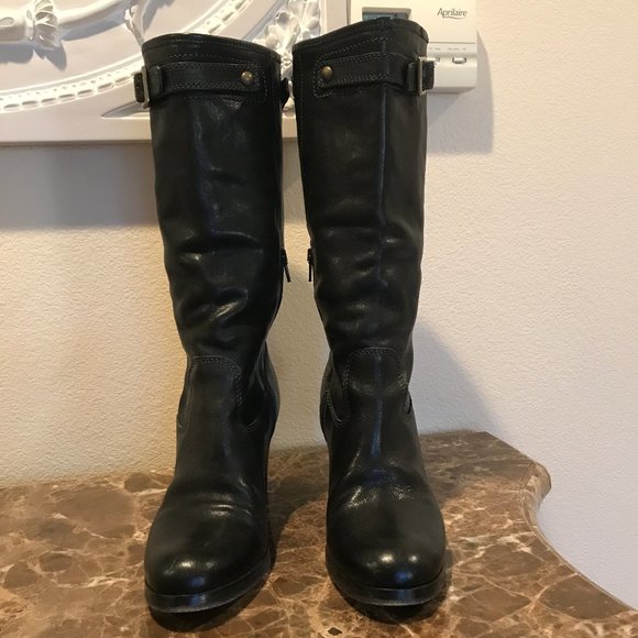 COACH MAXENE BOOTS LEATHER BLACK Q262 SIZE MEDIUM - Picture 1 of 8